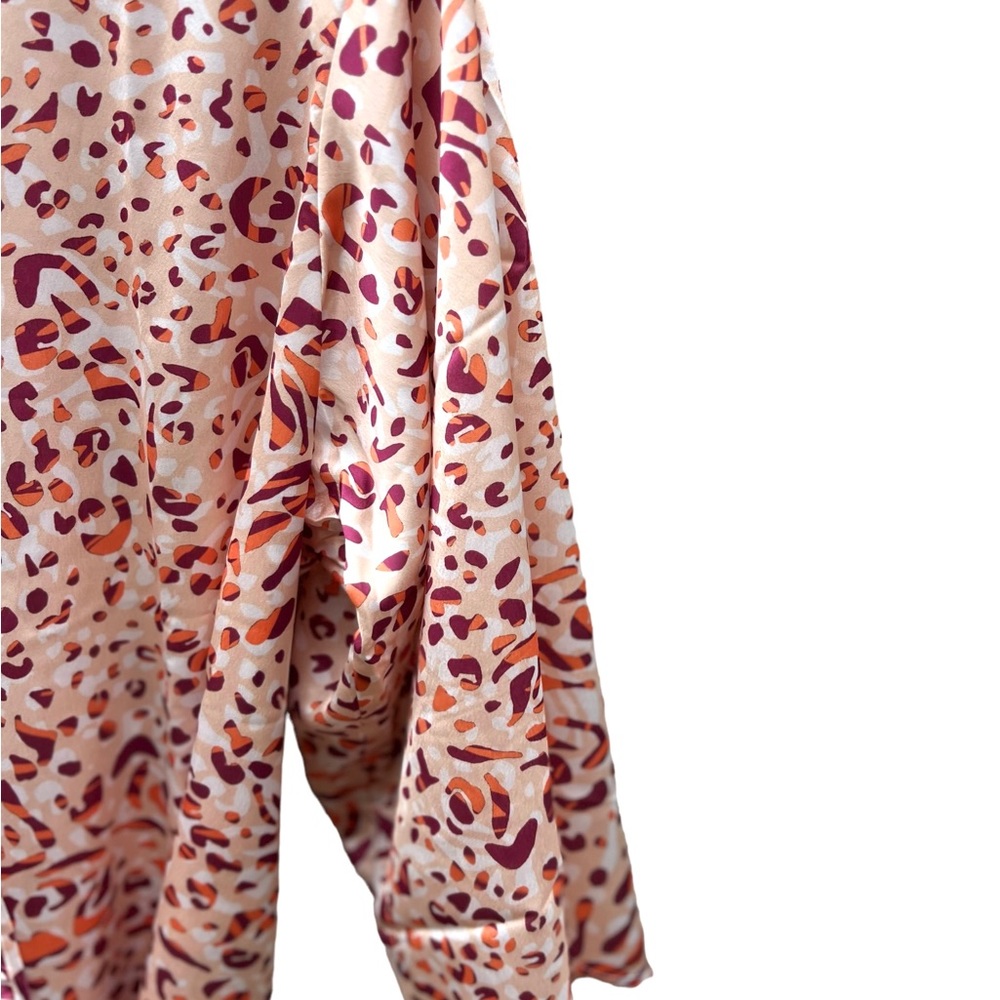 Amanda Uprichard New York Satin Animal Print Robe Burgundy Orange OSP (Sz 12-20) - Picture 4 of 10